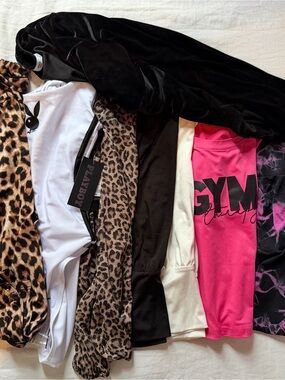 Mixed Activewear & Tops Bundle - Black, White, Pink, Leopard